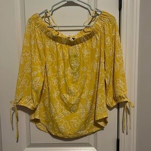 NWT Jennie & Marlis Off the Shoulder Yellow Floral Top Shirt size Medium Boho